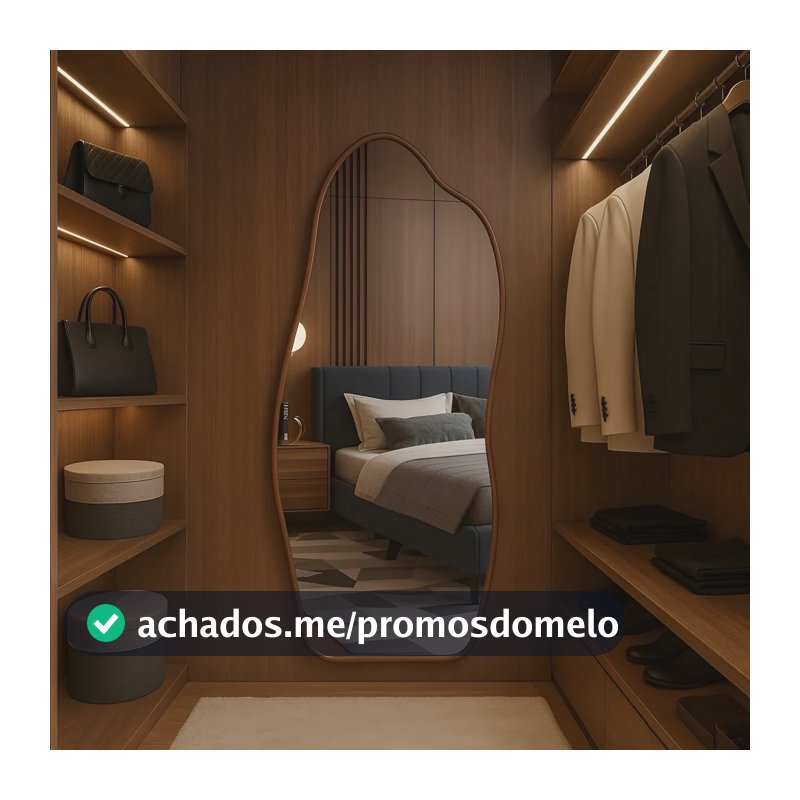 Espelho 100x50 Orgânico Corpo Inteiro Grande Moldura Caramelo