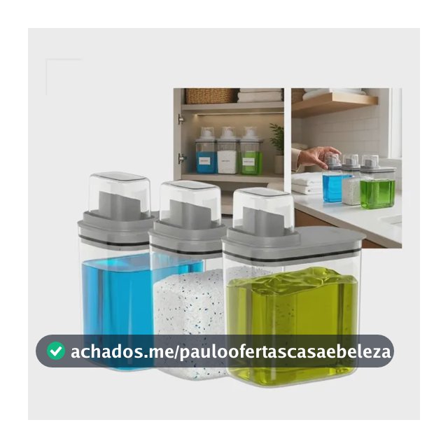 Kit 3 Dispenser Flow Lavanderia Sabão Amaciante 1,5l Etiquet Cinza-escuro