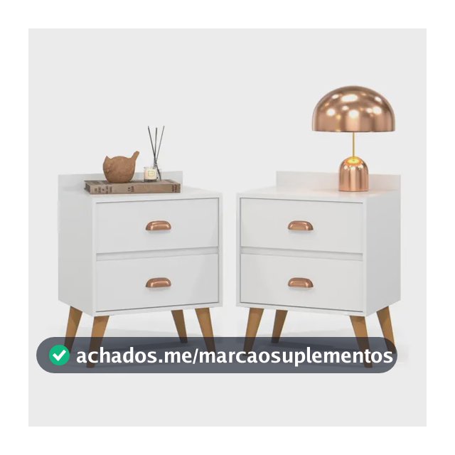 Kit 2 Mesa Cabeceira Retro Madero 2 Gavetas Pés Palito Cores