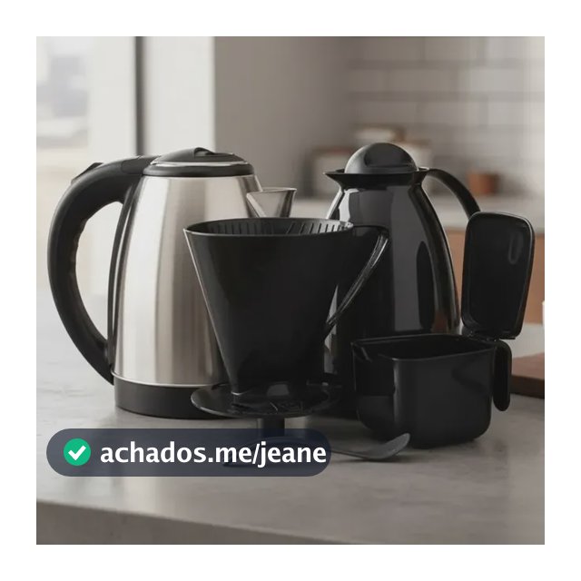 Kit Chaleira Elétrica Inox Garrafa Térmica Açucareiro Filtro Preto 110/127v
