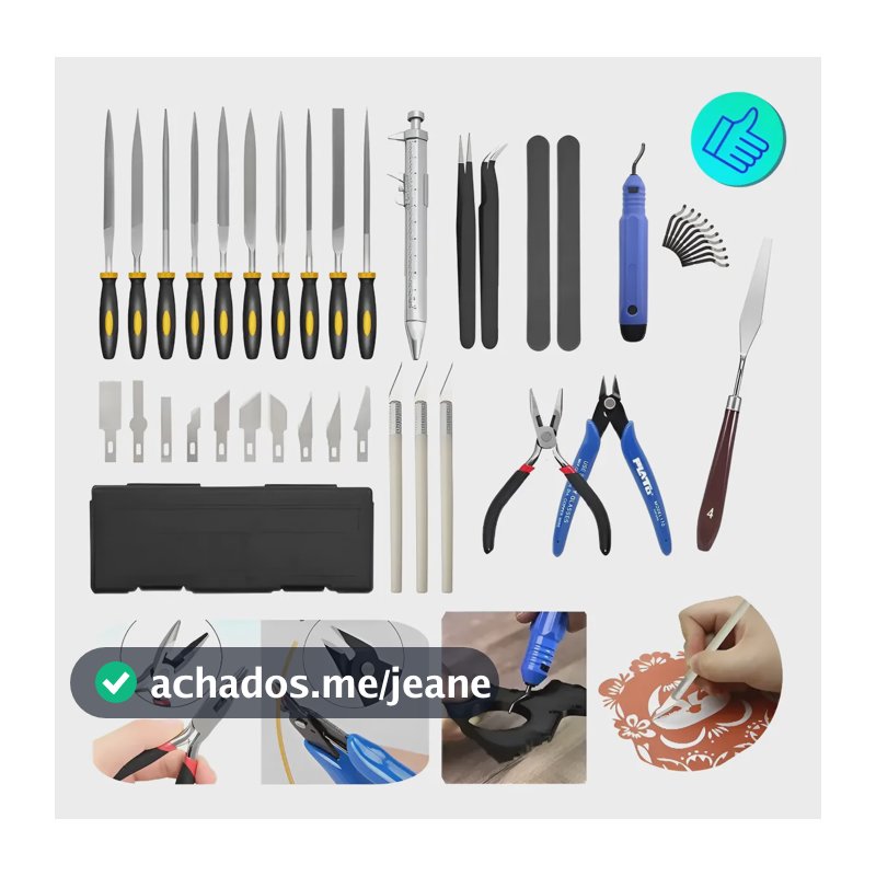 Kit 42 Acessórios De Impressão 3d Ferramentas P/ Acabamento Azul