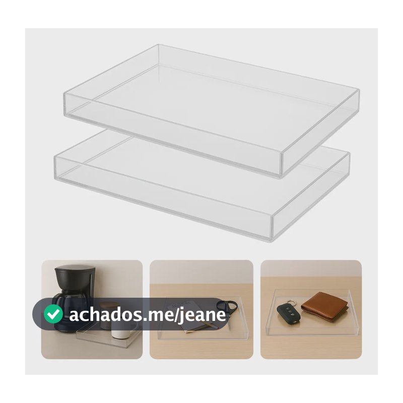 2 Bandejas Transparente Decoração Lavabo Banheiro Cosméticos Transparente
