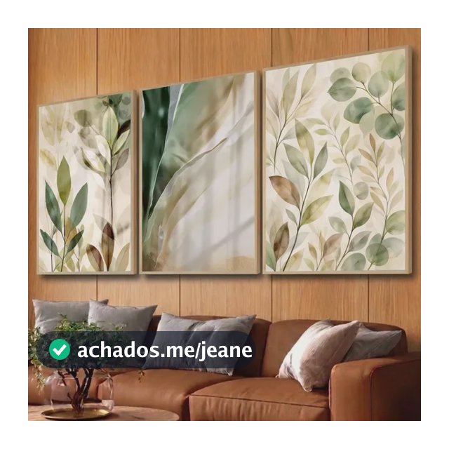 Kit Quadros Decorativos Abstrato Verde Folhagem Sala Moldura Verde Bege