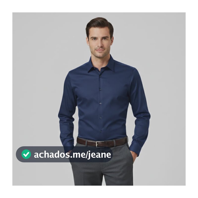 Camisa Social Masculina Manga Longa Microfibra Premium Marinho G