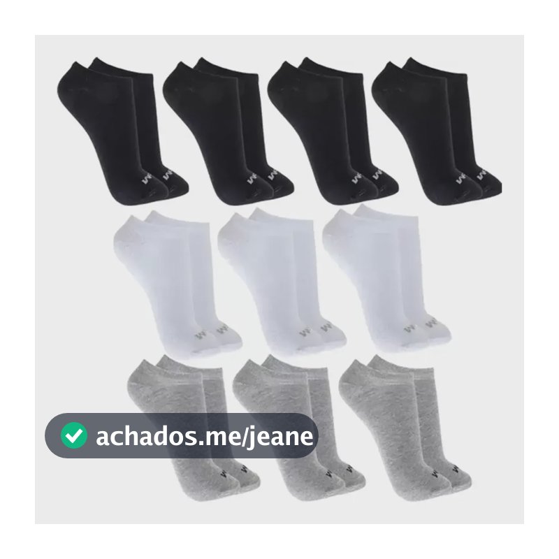 Kit 10 Pares Meias Mash Invisível Esportiva Algodão Original Misto Liso 34-38
