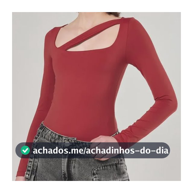 Body Poliamida Vermelho Com Recorte