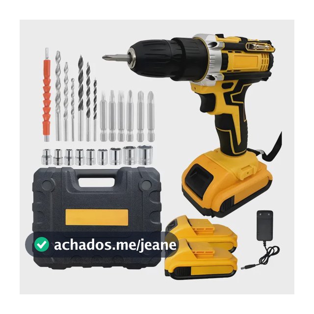 Parafusadeira Furadeira 2 Baterias Recarregáveis 48v Maleta Amarelo 48v 60hz