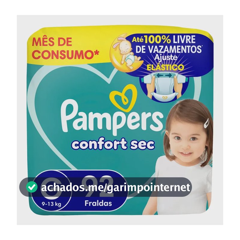 Fralda Pampers Confort Sec Tamanho G, 92 Un