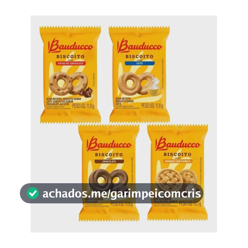 100un biscoitos bolacha sortidos bauducco sache 11,8g