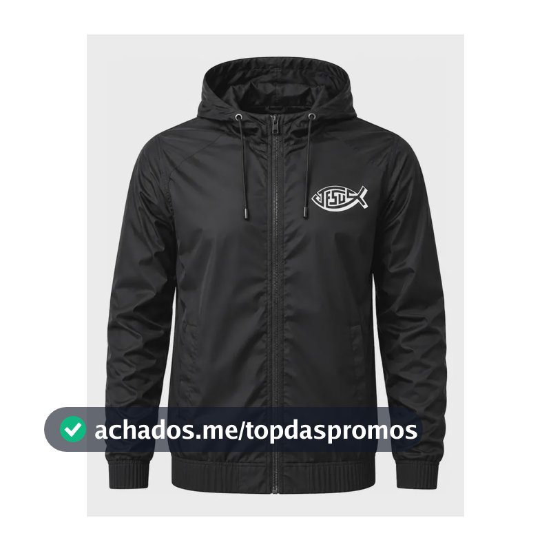 Jaqueta Corta Vento Masculina Jesus Rei Impermeável Premium Preto G
