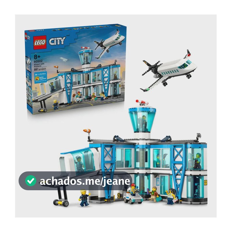 LEGO City Aeroporto Avião 60502 Jogo de Montar com 887 Peças e Acessórios para Idade 8