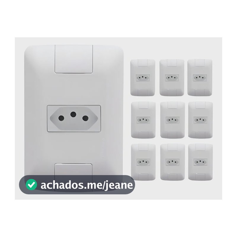 Kit Com 10 Tomadas Simples 10a 250v 2p+t Tramontina Aria Cor Branco