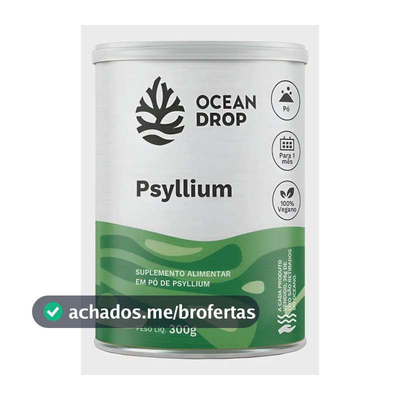 Psyllium Em Pó Ocean Drop Fibras Solúveis Natural 100% Vegan Psyllium Em Po Natural 300g