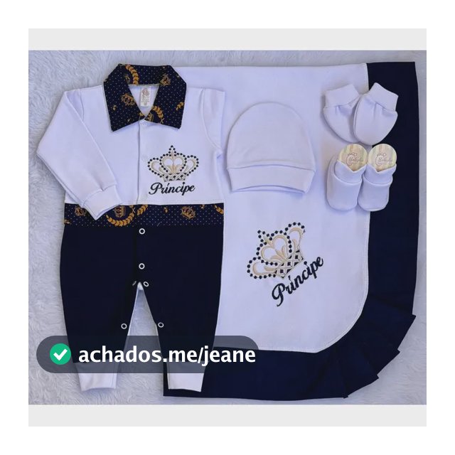 Saida Maternidade Menino Kit Completo Com 5 Peças Em Algodão