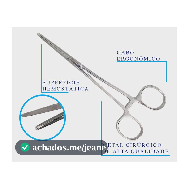 Pinça Kelly Reta 16cm Aço Inoxidável Social Instrumentos.