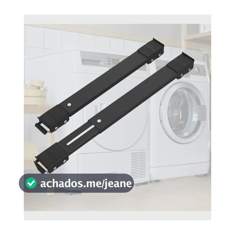 Suporte De Rodinhas Base Maquina Lavar Geladeira Ajustável Preto