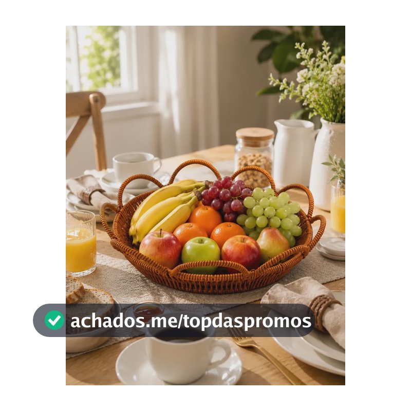 Fruteira De Mesa Redonda Aramada Com Base Madeira Premium Amadeirado