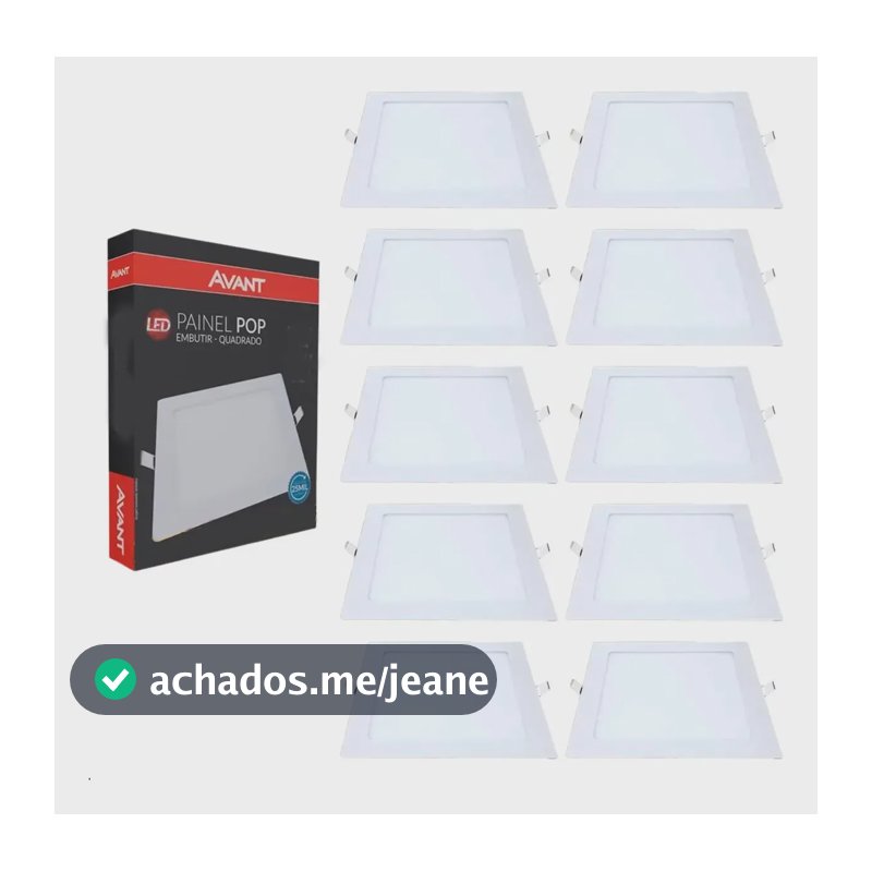 Kit 10 Plafon De Embutir 21x21 18w 6500k Luz Branca Quadrado Cor Branco