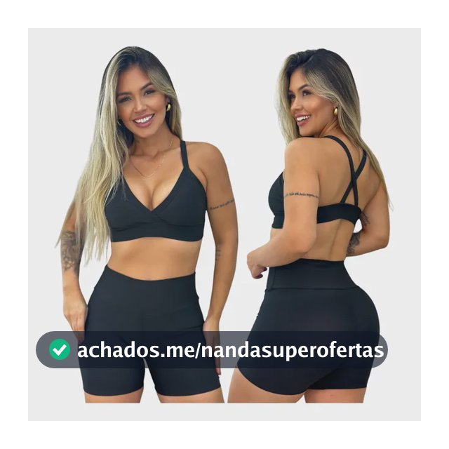 Conjunto Short E Top Academia Feminino Cós Alto Neutro
