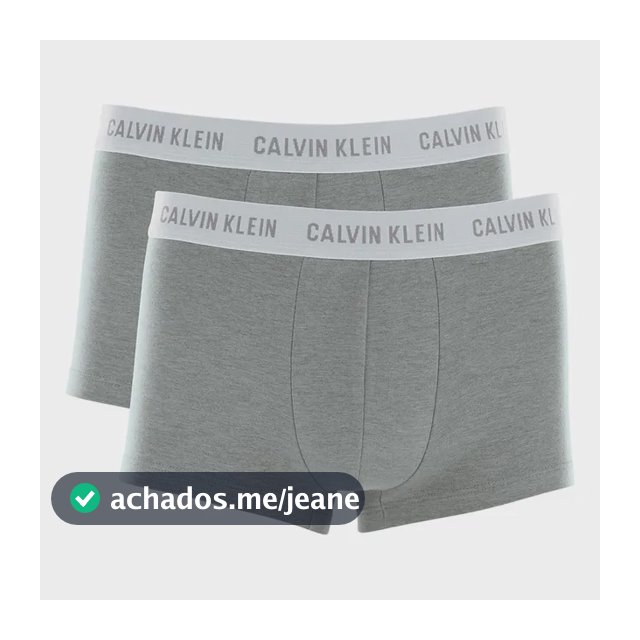 Kit 2 Cuecas Boxer Algodão Cotton Confortável Calvin Klein Cinza Liso M