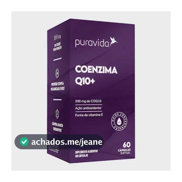 Coenzima Q10 Coq10 200mg + Vitamina E Pura Vida Óleo De Coco 60 Cápsulas Softgels