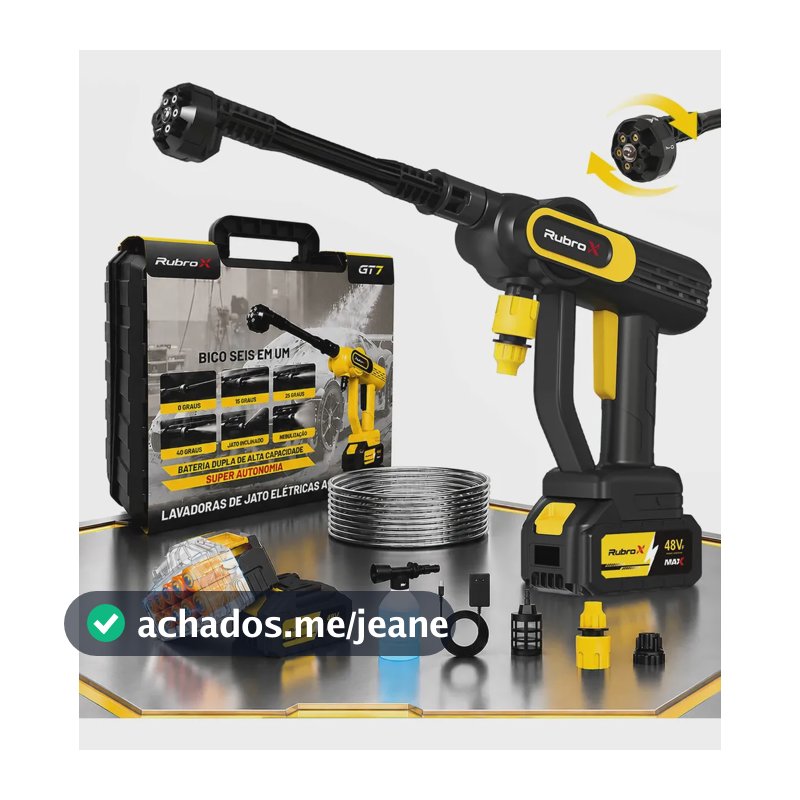 Rubrox Gt7 48v Lavadora Portátil Bivolt Acessórios Inclusos Top Cor Preto Frequência 50 Hz/60 Hz 55bar