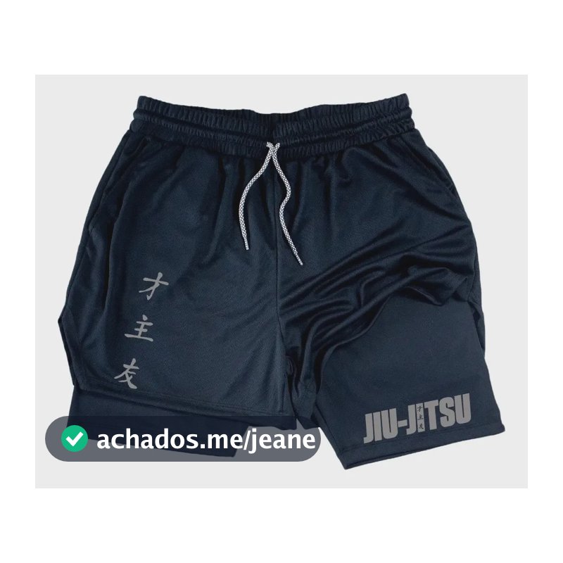 Short Dry-fit Compressão 2 Em 1 Martial Arts Jiu Jitsu Oss Preto P