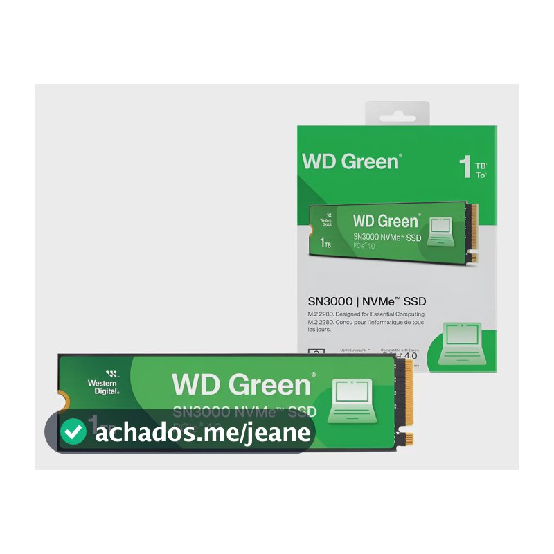 Ssd M.2 2280 Wd Green Sn3000 1tb Nvme Gravação 4200mb/s Preto
