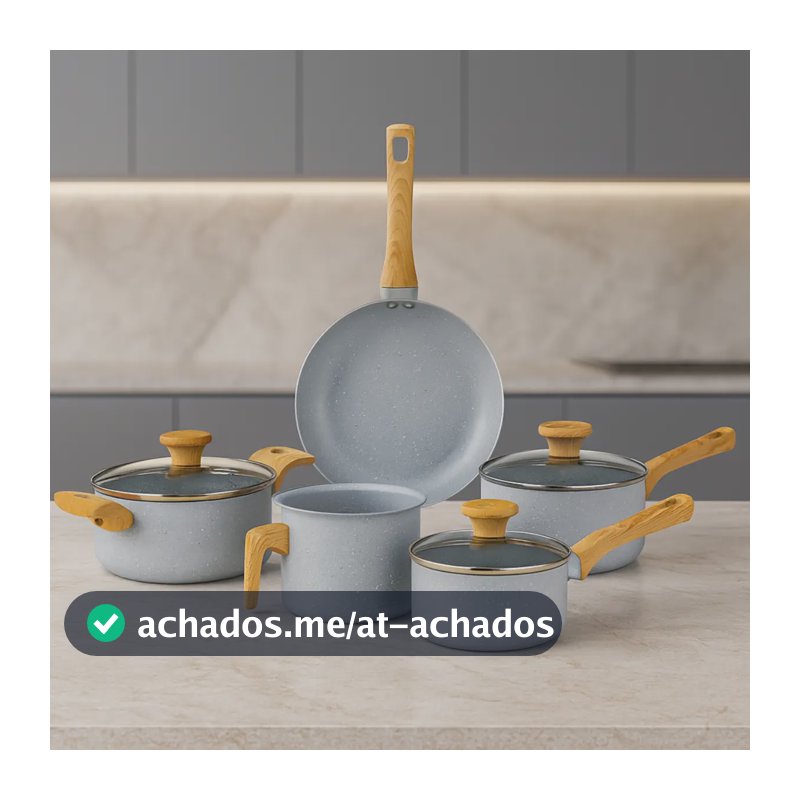 Jogo de Panelas 5 Peças Antiaderente Cerâmico Grafite Mimo Style - Conjunto Completo