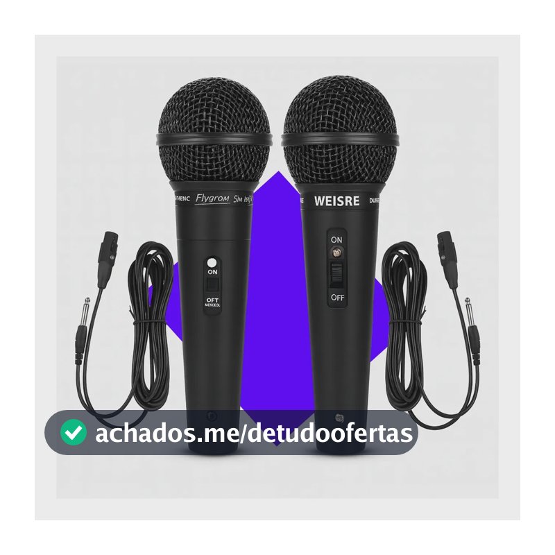 Kit 2 Microfones Profissional Duplo Dinâmico Karaoke Igreja Palestras Com Fio Micgeek