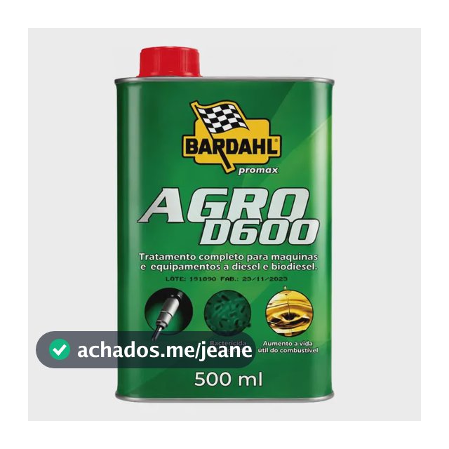 Aditivo Bardhal Agro D600 Diesel Biodiesel 500ml Original