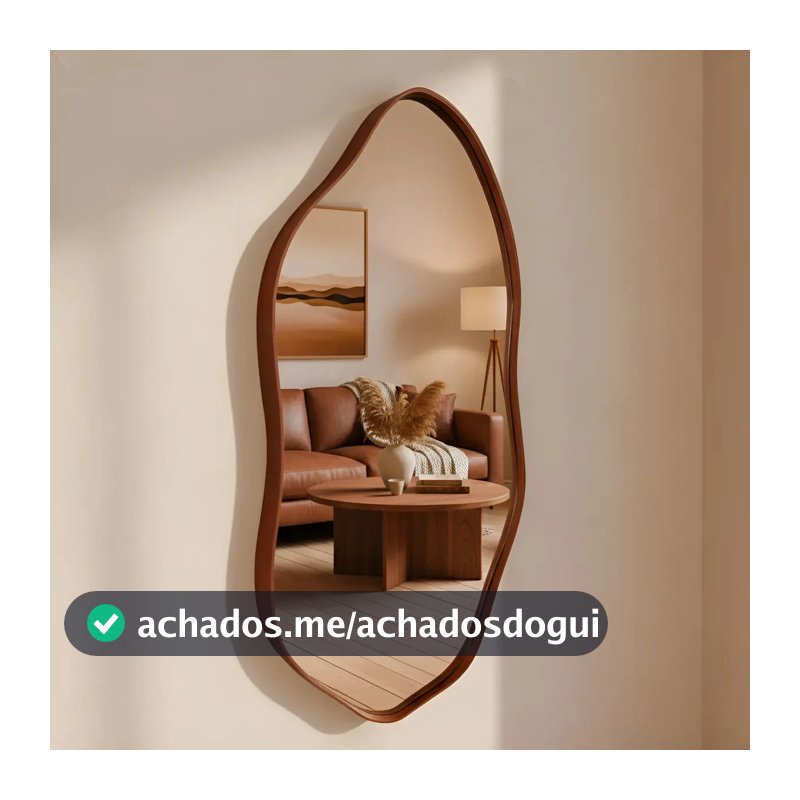 Espelho Decorativo Orgânico 60x40 Moldura Em Couro We Mirror Caramelo