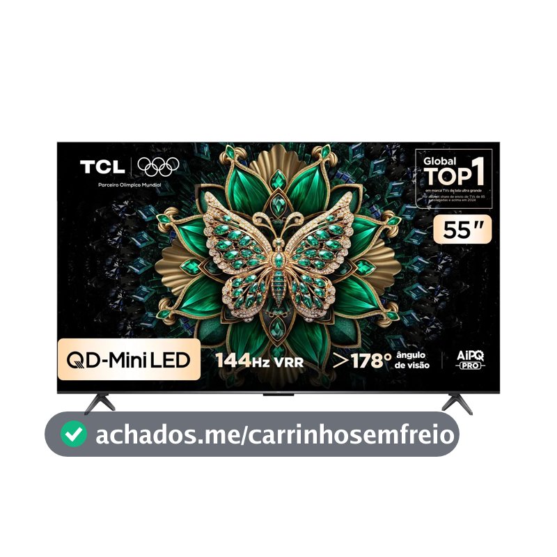 Smart Tv Tcl 55 Polegadas Qd-Mini Led 4k C6k Wifi Bluetooth Google Tv 4 Hdmi 144hz Hdr10+ 55c6k