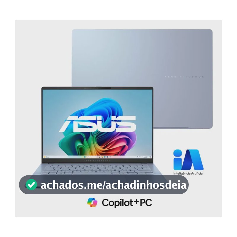 Notebook ASUS Vivobook S 14 S5406SA Copilot+ PC Intel Core Ultra 7 256 V 16GB RAM 512GB SSD Windows 11 Home 14" OLED Mist Blue QD299W