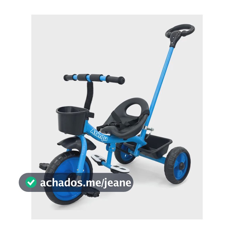 Triciclo Infantil Com Pedal Empurrador Brinquedo Passeio Azul