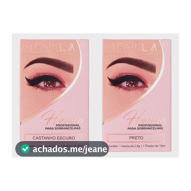 Combo Henna Para Sobrancelha Menela Castanho Escuro + Preto