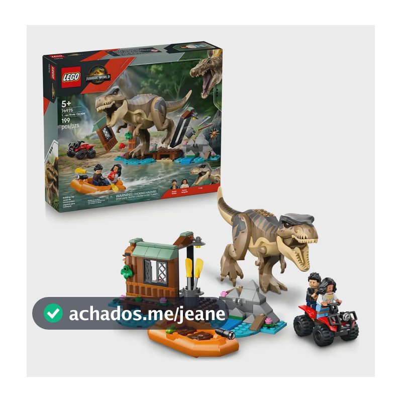 LEGO® Jurassic Escape By the River e T. Rex em busca de T. Rex 76975