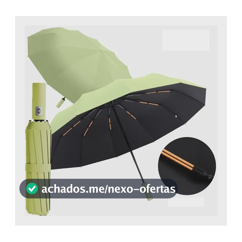 Guarda Chuva Automático Reforçado Abre E Fecha Mais Forte Cor verde matchá