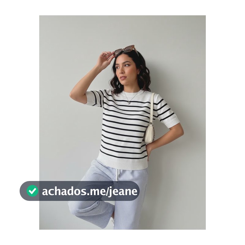 Blusa Feminina Listrada Verão Casual Moda 2027 Branco E Preto Listras Unico(38-42)