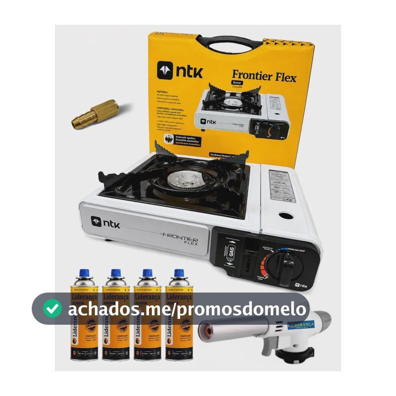 Kit Fogareiro Fogão Portátil Camping Pesca + Acessórios Frontier / Branco