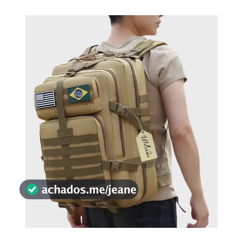 Mochila Tática Militar Impermeável Reforçada Bolsa Grande Viagem Trilha Assault Resistente Bandeira Utilizzei