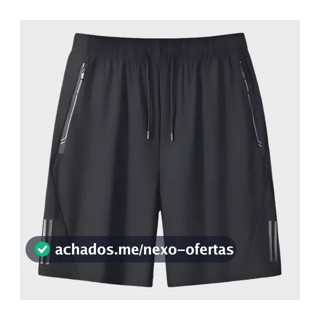 Short Masculino Bermuda 2 Bolsos Zíper Secagem Rápida Fina