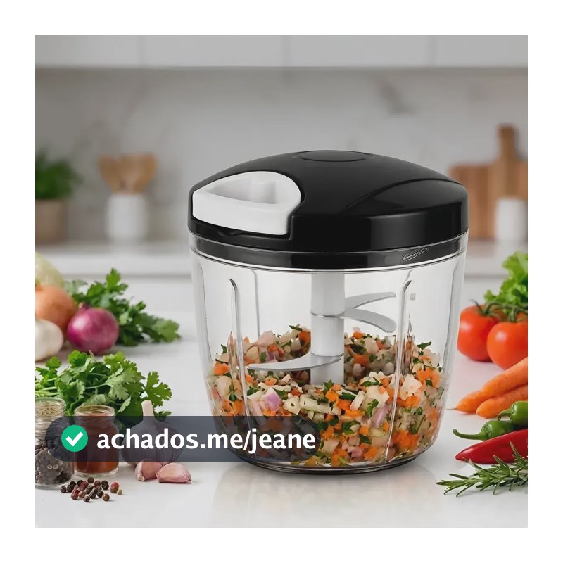 Processador Manual Souleve 5 Lâminas Inox 900ML Para Alho Cebola Frutas Legumes Temperos Cortador Triturador Fatiador Picador Moedor