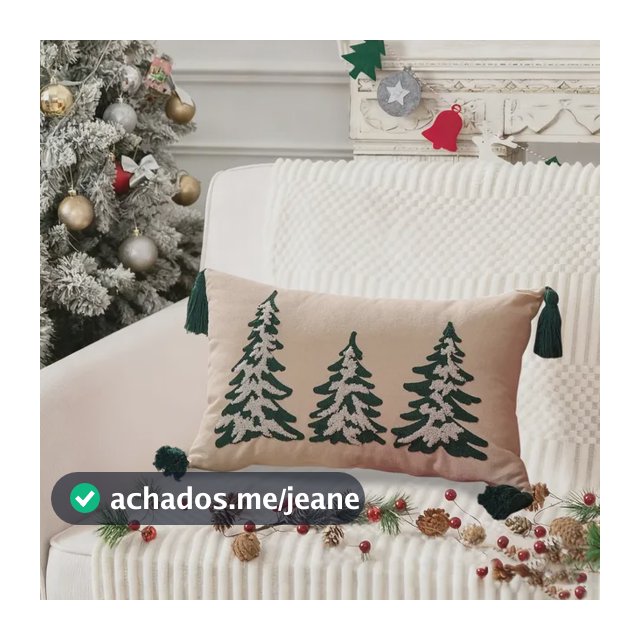Capa De Almofada Bordada De Natal Bege