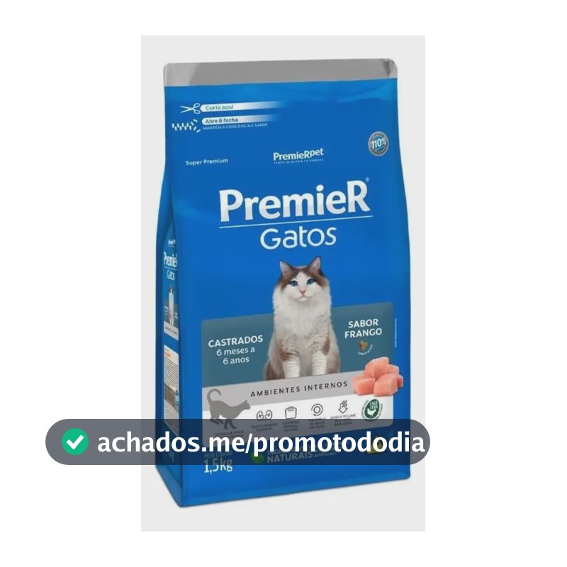 Premier Gatos Adultos Castrados Frango 1,5 Kg