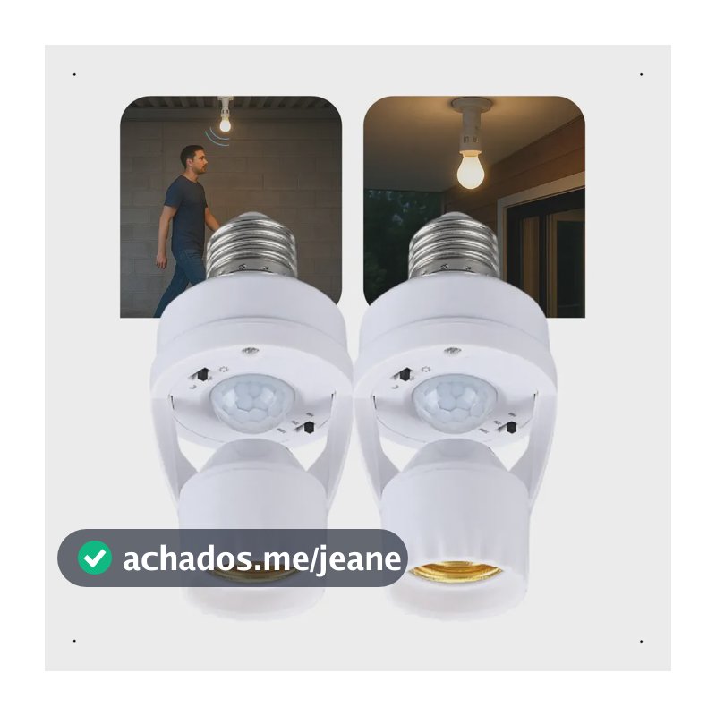 Kit 2 Soquete Sensor De Presença Lâmpada Bocal E27 Bivolt Branco Bivolt