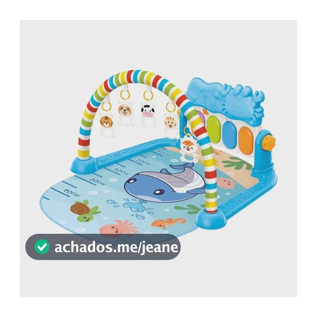 Tapete De Atividades Bebê Piano Musical com 5 Brinquedos Interativos Happy Maxi Baby - Azul