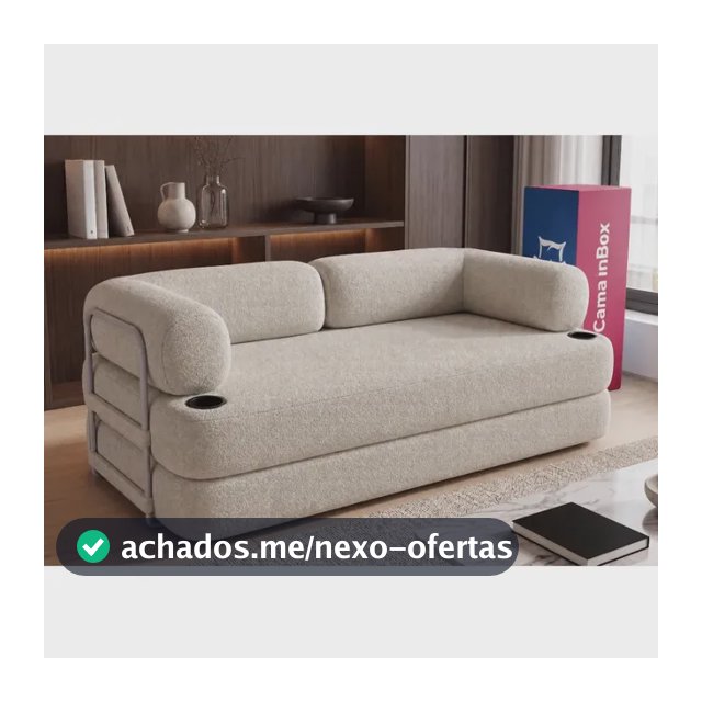 Sofá Cama Orbe. 1,90m Xpand Tech Tecido Boucle Cama Inbox Bege Liso