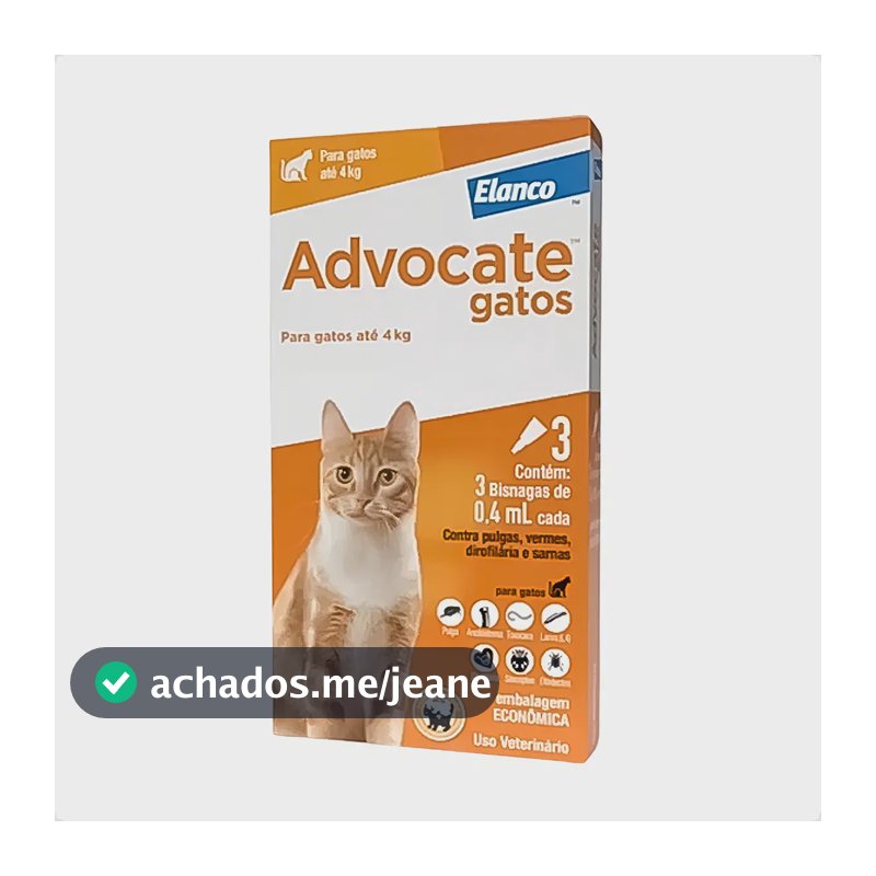 Advocate Gatos 0,4ml Até 4kg - 3 Pipetas Imediat