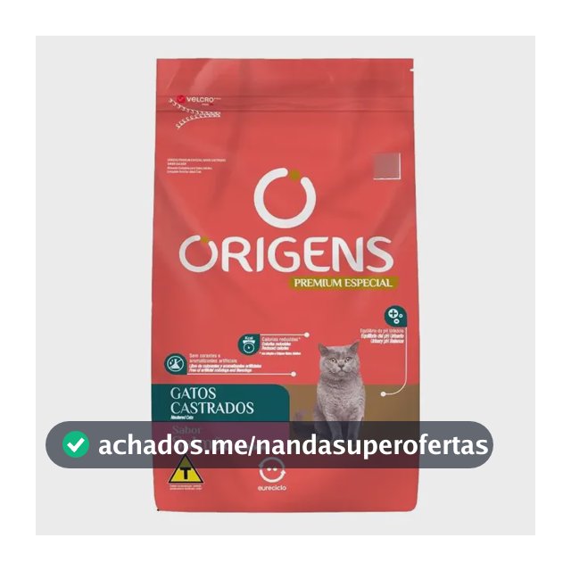 Alimento Origens Premium Especial Gato Adulto castrado todos os tamanhos sabor salmão de 10 kg